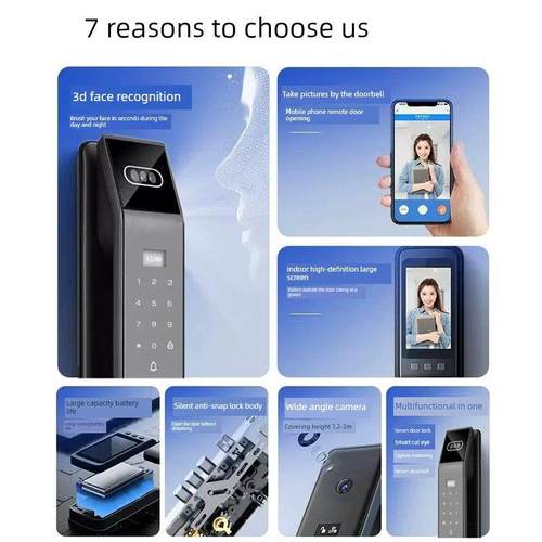 Deschmann指纹锁智能门锁家用防盗密码锁视觉猫眼电子锁全自动智