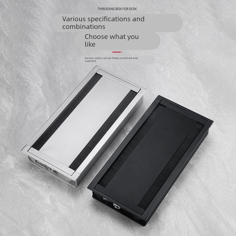 桌面穿线盖长方形穿线盒双面翻走线槽会议桌线槽办线孔盖板嵌入式