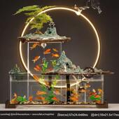 鱼缸方形客厅小型桌面超白玻璃陶瓷循环增氧过滤三合一创意家流水