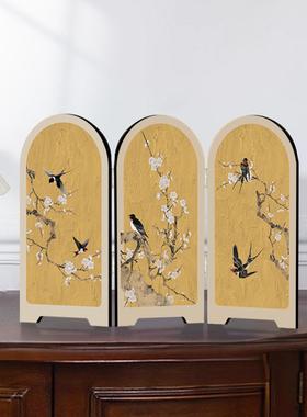 新中式卧室屏风桌面摆件客厅覆古艺术玄关电视柜摆画 画高级感装