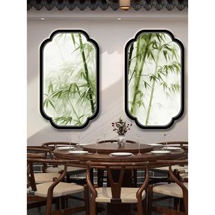 新中式植物竹子竹影灯箱火锅饭店包厢小轩窗假窗装饰发光广告牌