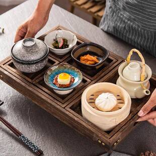 和风月子餐家用民宿餐盘釉下彩托盘水果盘盘子茶盘长方形日式 日式