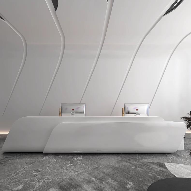 烤漆玻璃钢前台接待台美容院吧台口腔医院收银商场异形柜台可定制