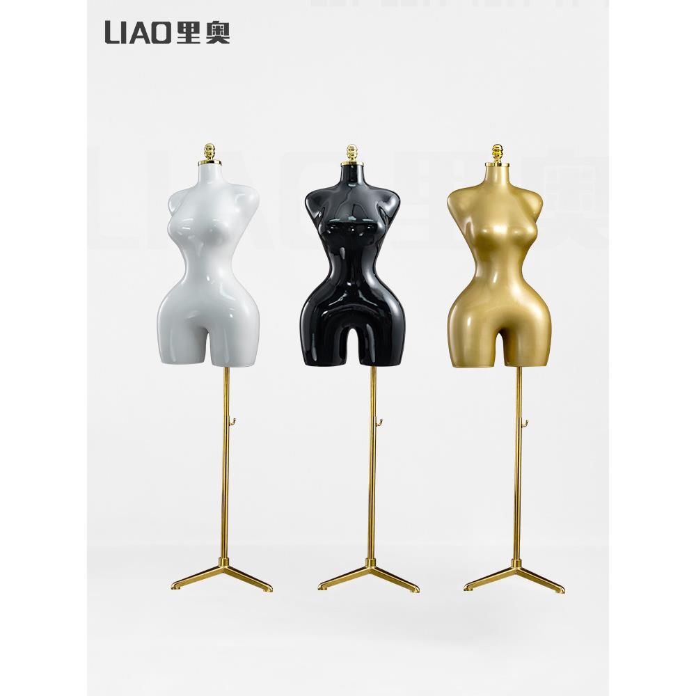 欧美大码大胸翘臀女装外贸模特展示架 金色喷漆半身服装道具假人