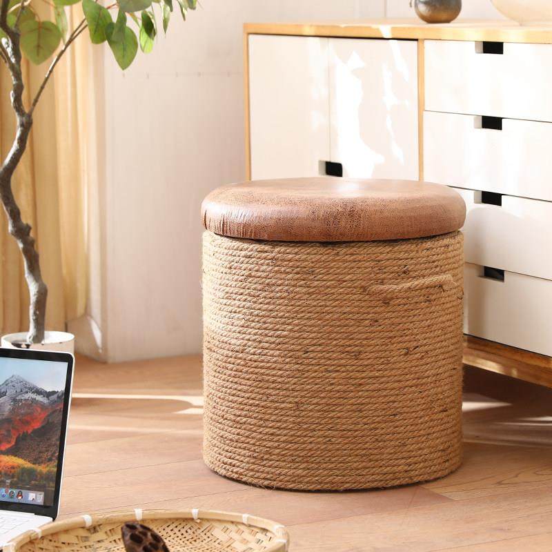 麻绳小凳子客厅矮凳家用换鞋凳沙发凳坐墩储物凳实木茶几板凳手工,收纳整理,收纳凳,淘宝优惠券,粉丝福利购,淘宝优惠卷