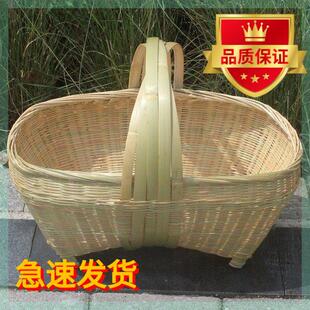 手工编织手提菜篮 大竹篮装鸡蛋篮子水果篮收纳筐 买菜竹编篮竹器