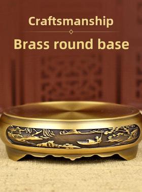 纯黄铜底座工艺品装饰品底座支架葫芦香炉文昌塔聚宝盆莲花圆盘
