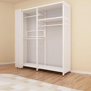 洞洞板衣帽架步入式衣柜落地卧室挂衣架开 放式带防尘帘置物架衣