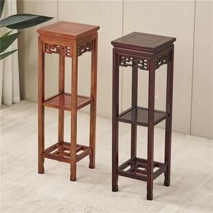 实木花架客厅落地式家用室内置物架加宽花盆架子三层中式彷古花架