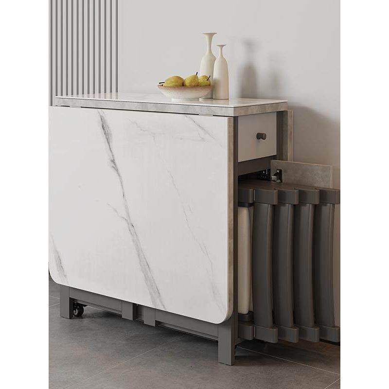 家用小公寓板岩餐桌椅组合多功能折叠桌可移动可伸缩带轮子的矩形,住宅家具,岩板餐桌,淘宝优惠券,粉丝福利购,淘宝优惠卷