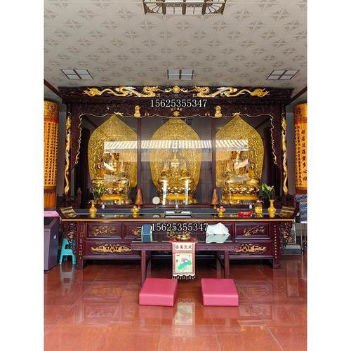 道家实木雕龙大型神龛立柜神台神阁寺庙佛堂佛龛佛台供桌香案定制