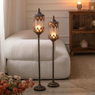 法式复古落地烛台高级感轻奢风铁艺阳台花园咖啡店装饰蜡烛庭院灯