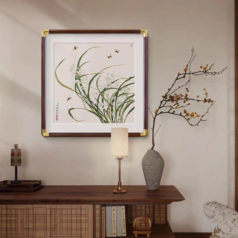 国画兰花挂画2026新中式餐厅装饰画饭厅餐桌背景墙玄关装饰壁画,家居饰品,现代装饰画,淘宝优惠券,粉丝福利购,淘宝优惠卷