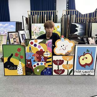 多巴胺色彩趣味卡通组合装饰画ins风客厅卧室艺术壁画五联R046