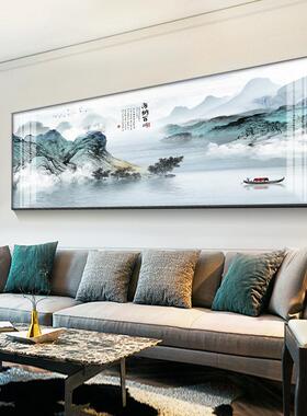 新中式客厅装饰画现代轻奢沙发背景墙挂画一整幅办公室大气山水画