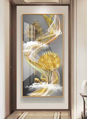 轻奢入户玄关装饰画现代简约高级感高档墙壁画走廊过道发财鹿挂画