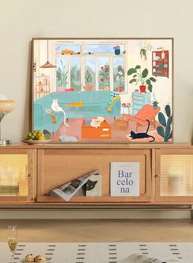 宅逸Zhaiyi治愈系饭厅装饰画画小清新动物挂画画多巴胺日式简约现