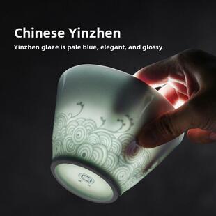 景德镇陶瓷碗新款影青雕刻纯色饭碗高温瓷餐具江海无涯2祇装送礼