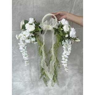 新娘结婚领证花束手捧花婚礼假花手提珍珠臂环手捧拍照道具门装饰