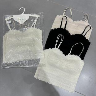 1093韩系蕾丝双肩带美背内衣女内搭外穿吊带固定杯裹胸背心女抹胸