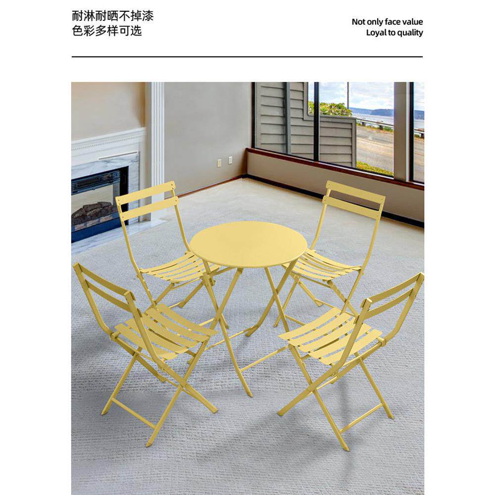 室外庭院防水小户型圆桌家用圆形桌子户外咖啡厅奶茶餐桌折叠桌椅