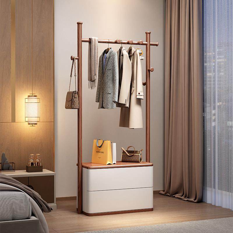 全实木衣帽架家用落地挂衣架可坐卧室轻奢简约衣服架床头柜一体式,住宅家具,衣帽架,淘宝优惠券,粉丝福利购,淘宝优惠卷