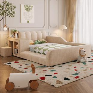 床政府补贴儿童床公主床带护栏书桌一体多功能皮床卧室家用榻榻米