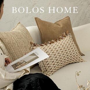 柏洛斯Handicraft『琼香』简约轻奢咖色系列沙发抱枕高级感榻榻米