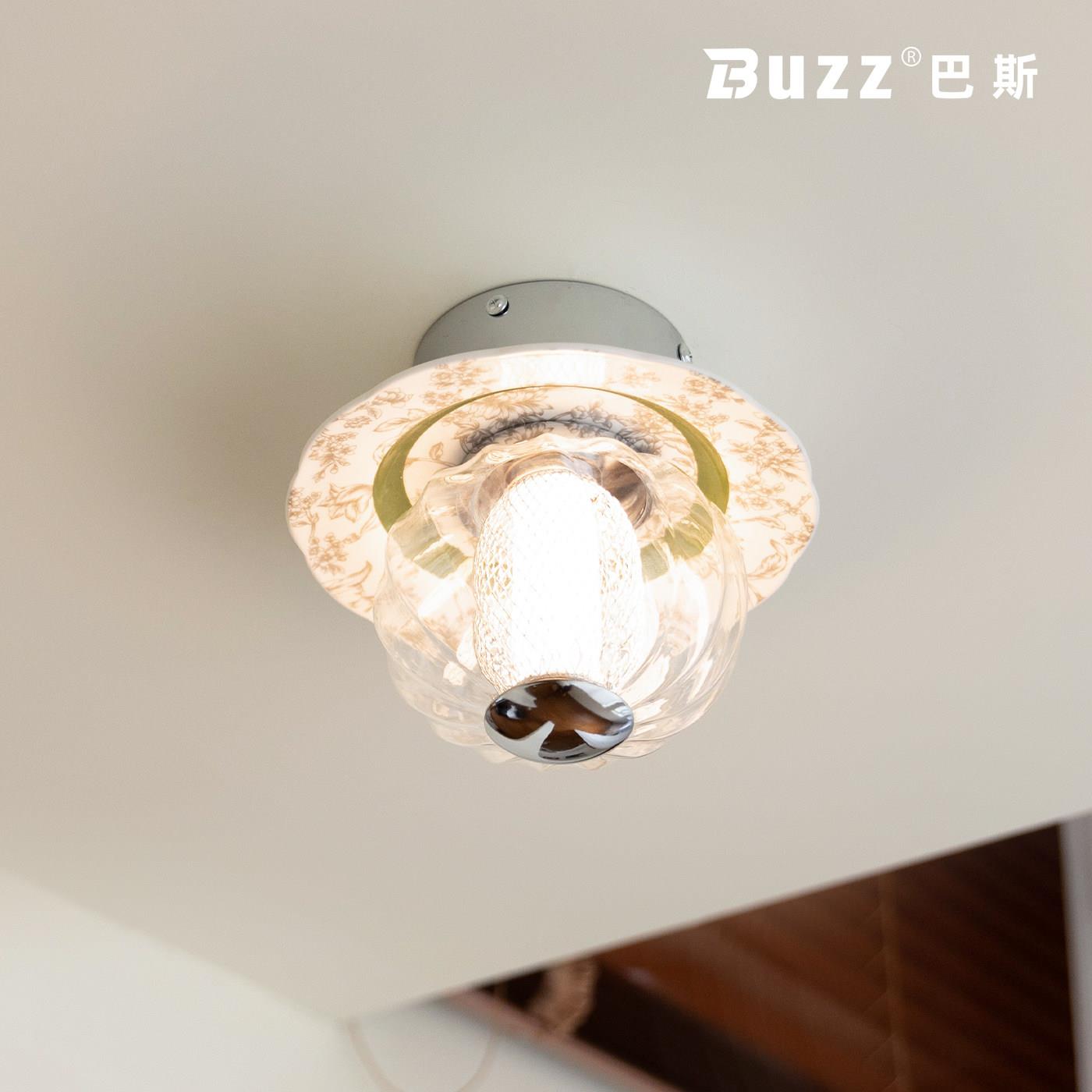 巴斯玄关吸顶灯法式氛围高级感陶瓷过道灯中古入户2026新款走廊灯