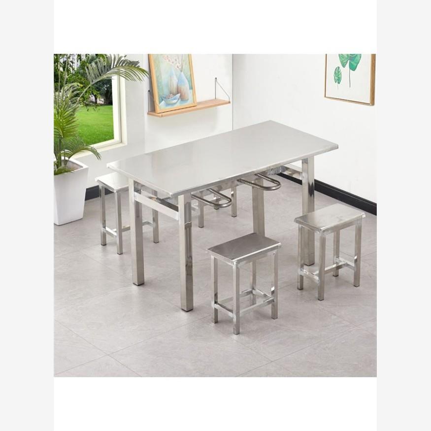 不锈钢餐桌食堂桌椅组合快餐小吃烧烤学校工厂员工吃饭桌子4人6位