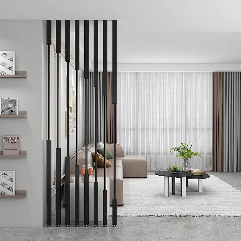 现代简约铁艺屏风隔断墙入户客厅玄关立柱免打孔网红轻奢金属格栅