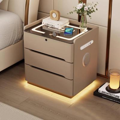 实木床头柜2025新款轻奢高级感家用卧室简约现代小型智能床边柜子