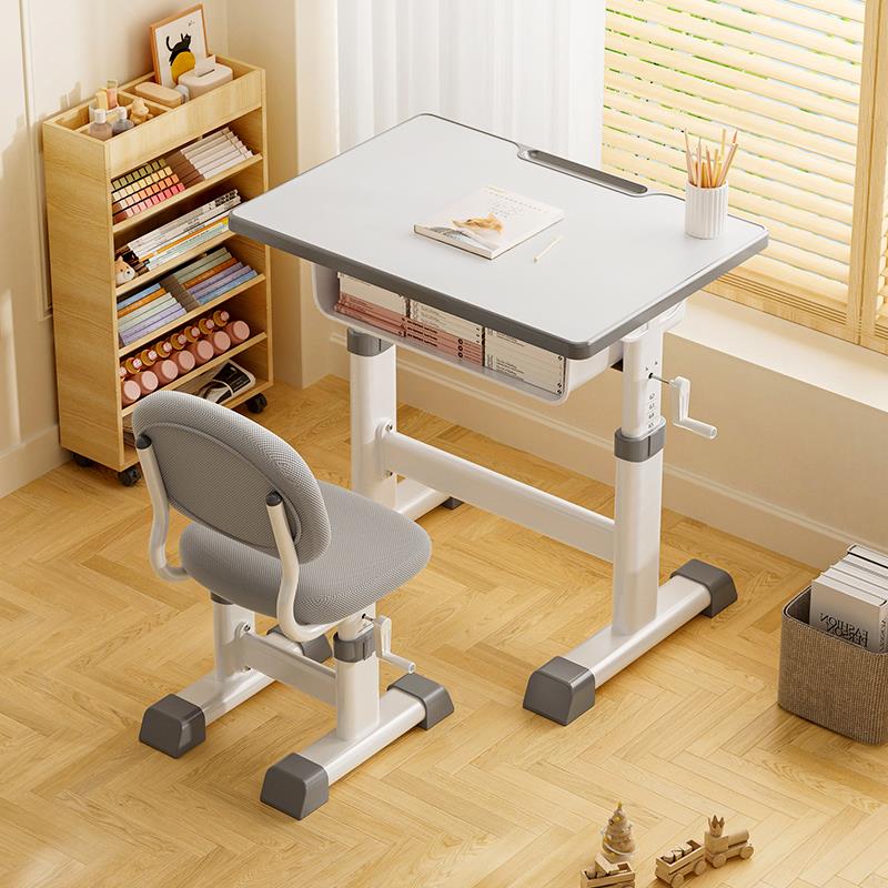 免安装手摇学习桌儿童学习小学生写字家用可升降课桌椅补习培训班