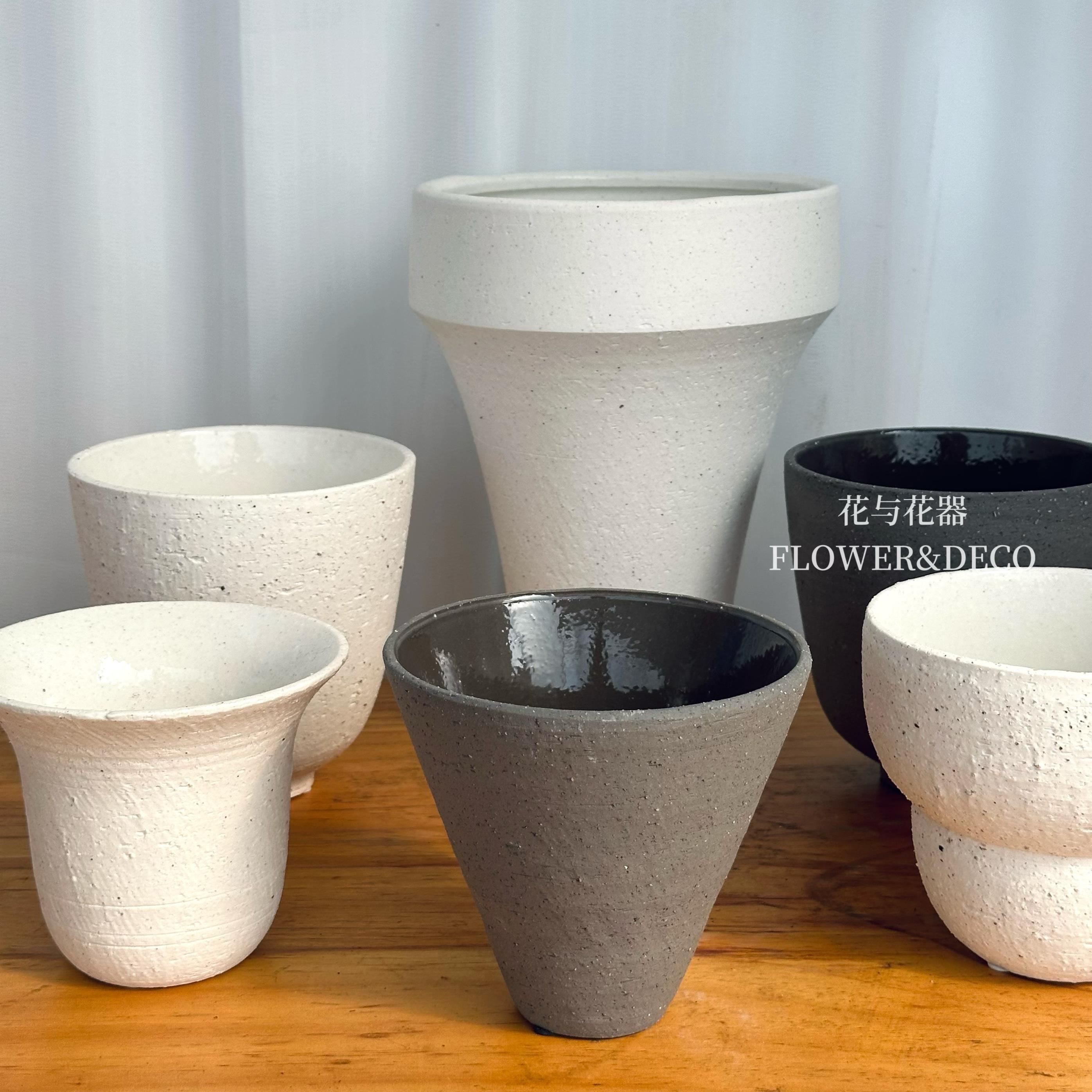 花与花器 新品陶瓷花盆 北欧风格室内桌面简约匣钵土盆绿植多肉盆