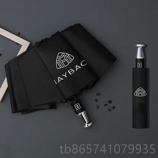 汽车全自动雨伞折叠晴两三用防晒遮阳伞折黑胶十骨镀纯银手柄 正品
