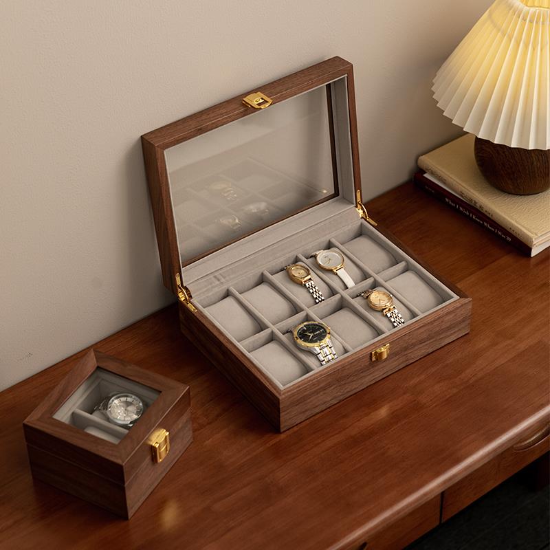 手表收纳盒家用桌面实木质男士女士腕表收藏盒高档精致饰品展示盒