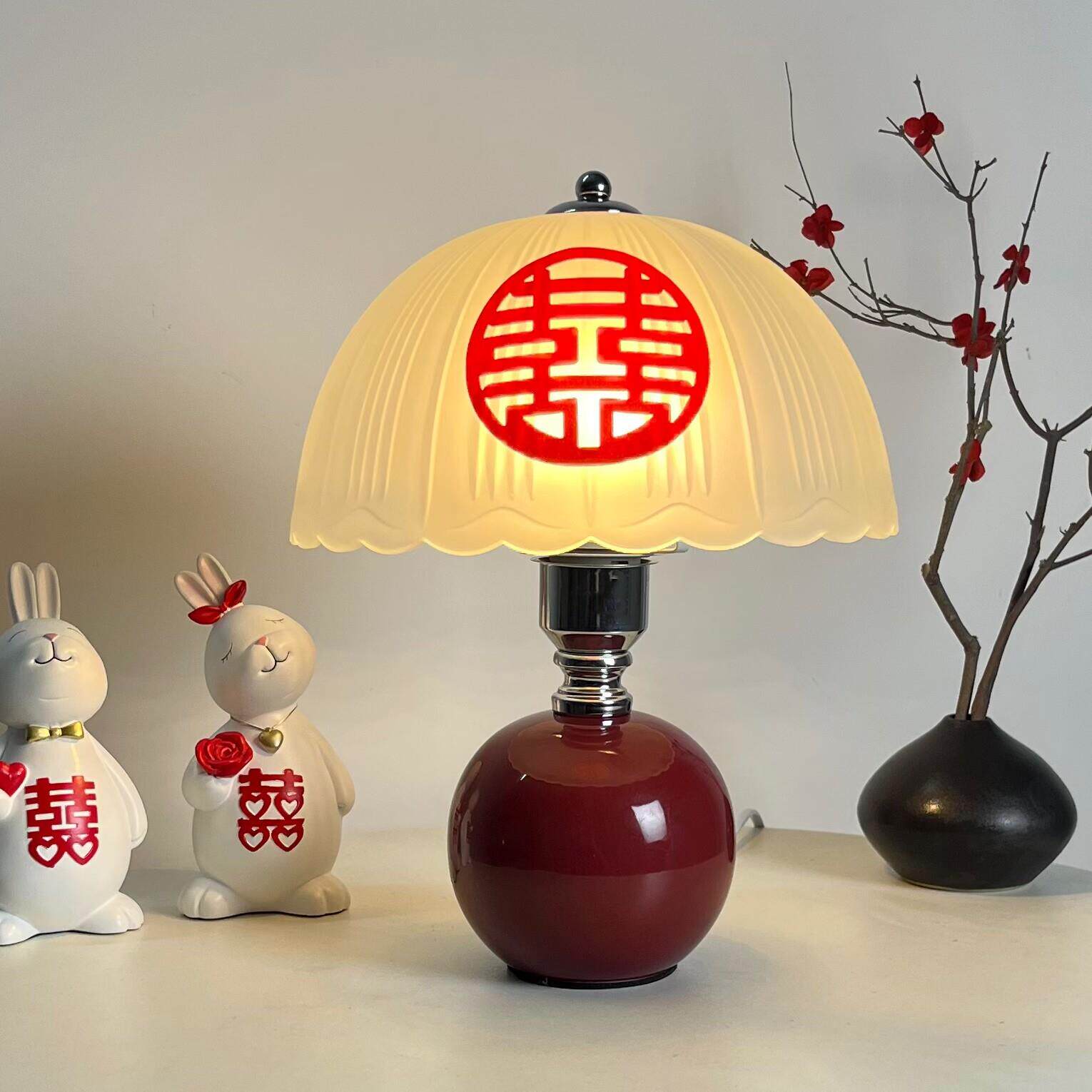 陪嫁新婚庆长明灯结婚一对婚房陶瓷台灯床头灯礼物送新人新娘闺蜜