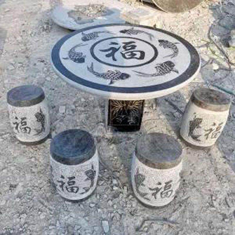 青石石雕石桌石凳庭院花园室外石桌子椅大理石圆桌子家用户外方桌