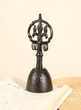 佛铃锡杖铸铁手摇铃仿日式南部铁器家居佛学摆件铸铁桌铃醒神铃铛