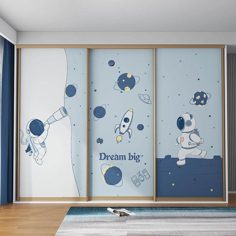 儿童房推拉门衣柜贴纸柜子柜门翻新改造玻璃移门高级自粘贴膜遮丑