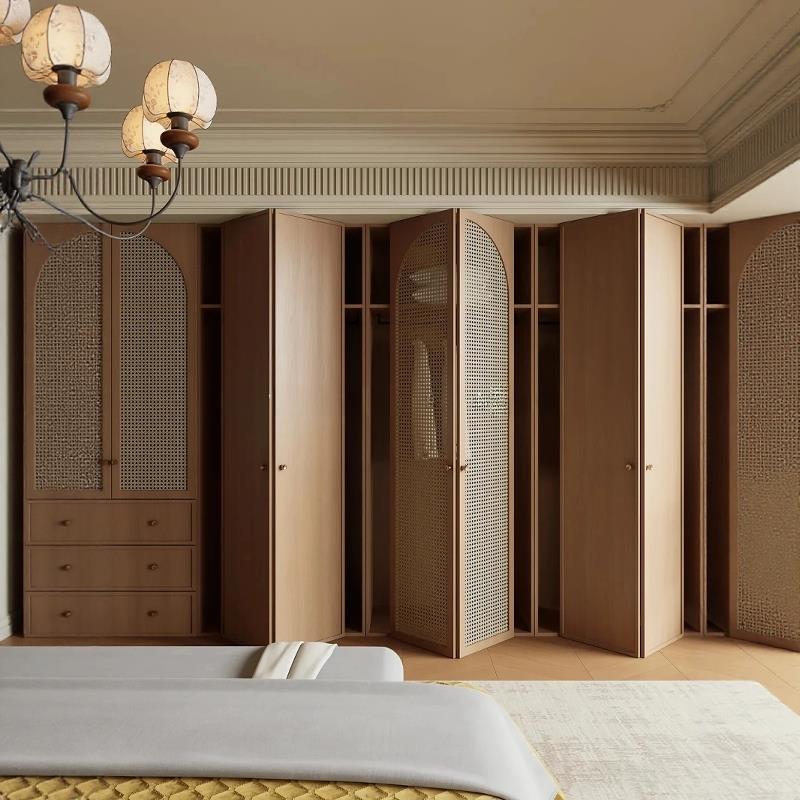 实木藤编门定制衣柜门隔断门衣帽间门室内门厨房门卧室门折叠门