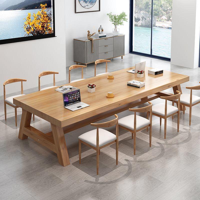 会议桌长桌长条桌长方形办公室桌椅组合简约现代工作台实木洽谈桌