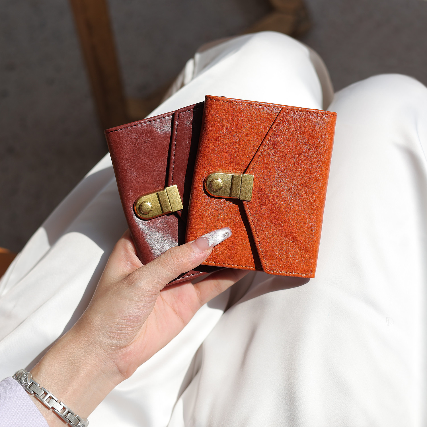 WANYEAH头层牛皮短款小钱包