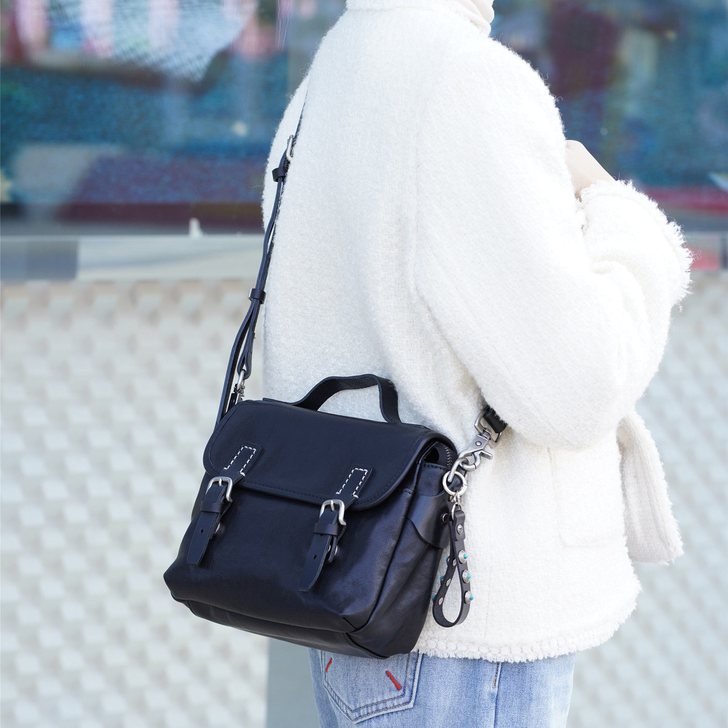 WANYEAH植鞣牛皮通勤小方包休闲真皮单肩斜挎背包手提邮差包女,箱包皮具/热销女包/男包,通用款女包,淘宝优惠券,粉丝福利购,淘宝优惠卷