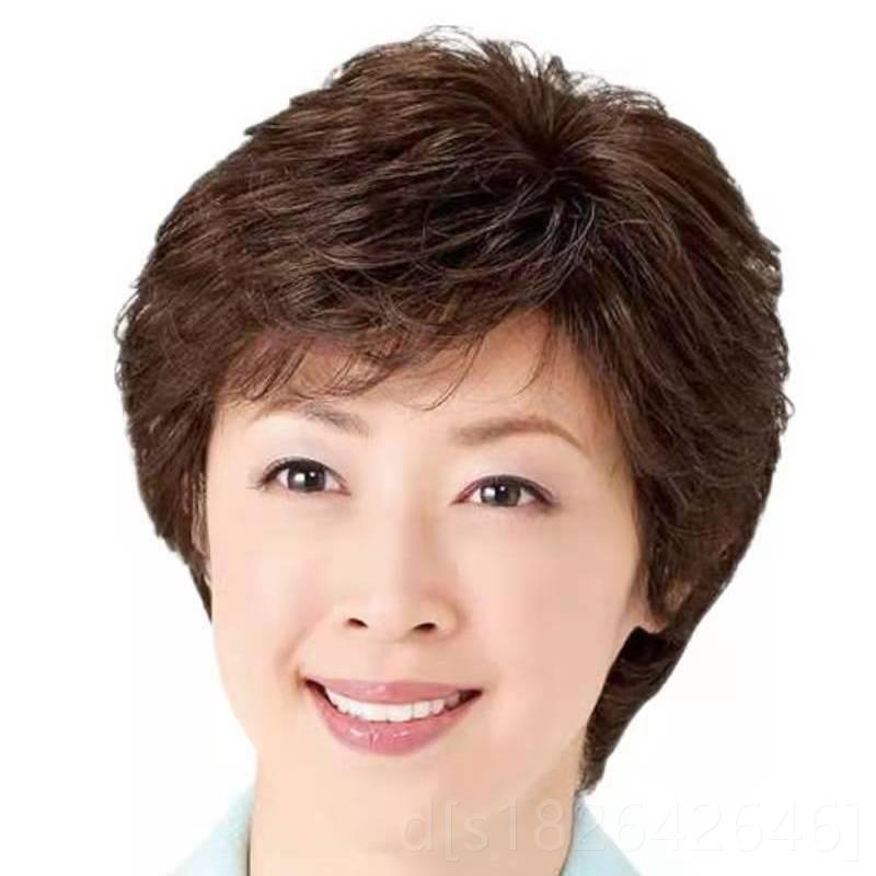 高档中年假发女士奶奶花白短发老人头套全白色全真老发老太太光假