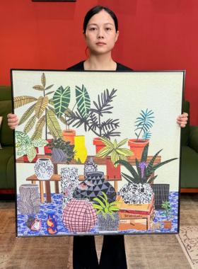 斯堪的纳维亚壁龛挂画美国田园风格装饰画J005新鲜绿色植物8080