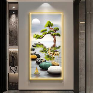 2025新门廊装饰画欢迎松木走廊尽头过道挂画灯光画入口对门壁画