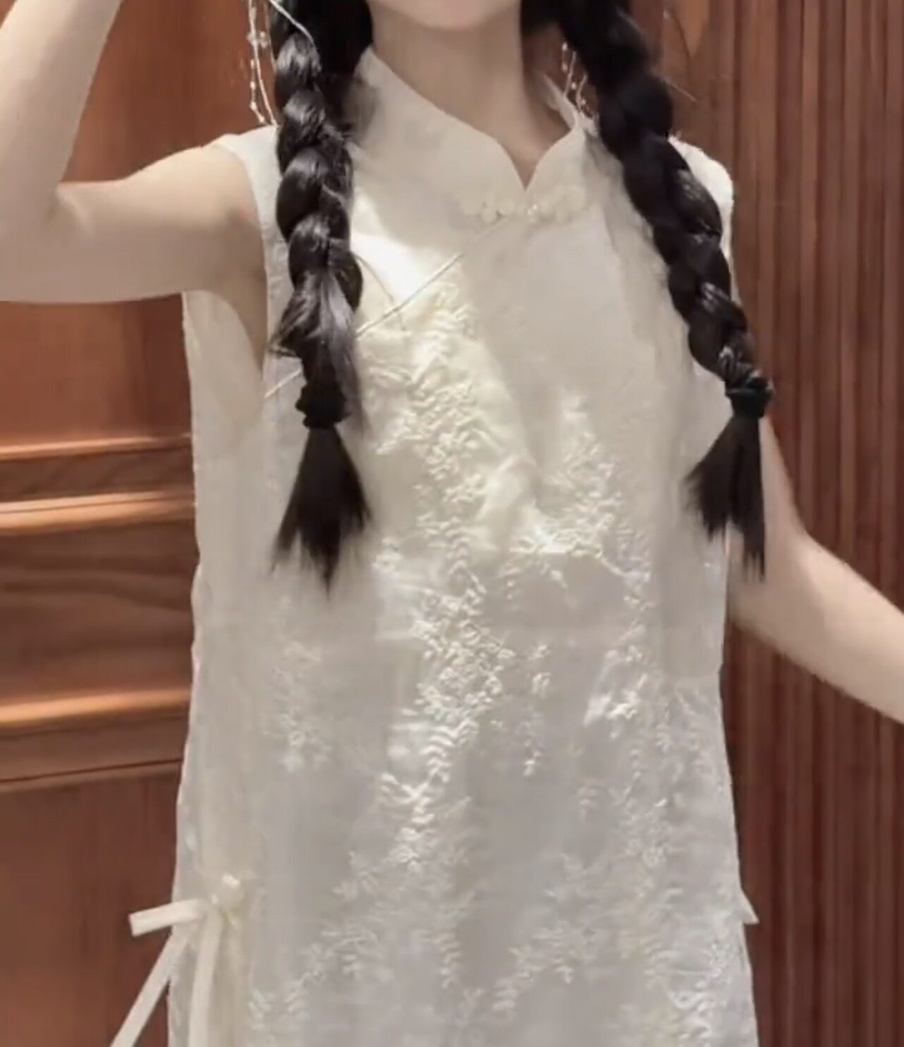 新中式旗袍改良款白色上衣无袖中国风刺绣旗袍裙气质百搭女童