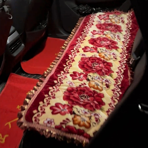 椅垫复古民族风大红牡丹花图案坐垫车载四季沙发垫新款花边椅垫