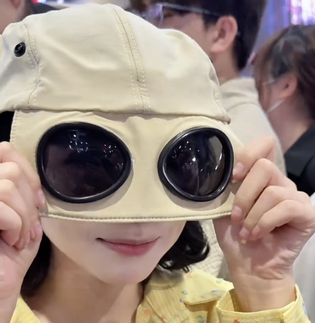 新品两戴可爱猫耳朵眼镜飞行员帽子女大头围平帽簷鸭舌帽棒球帽子